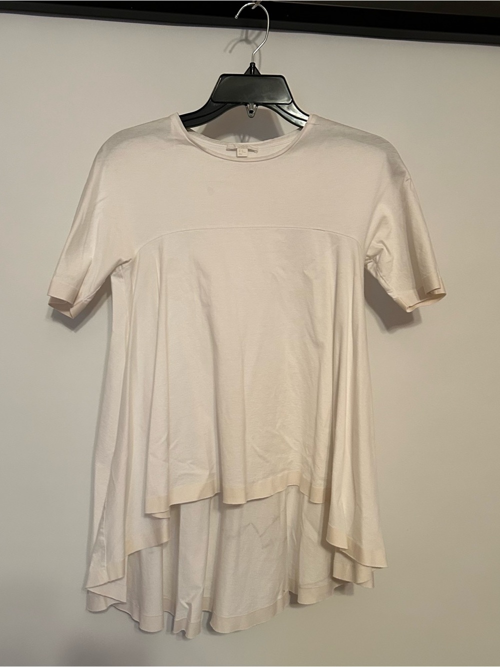 COS Cream Short Sleeve Top with Round Neck
